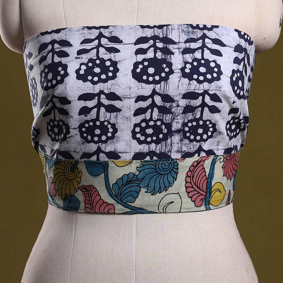 Cotton hand block batik print blouse piece 60 - handcrafted