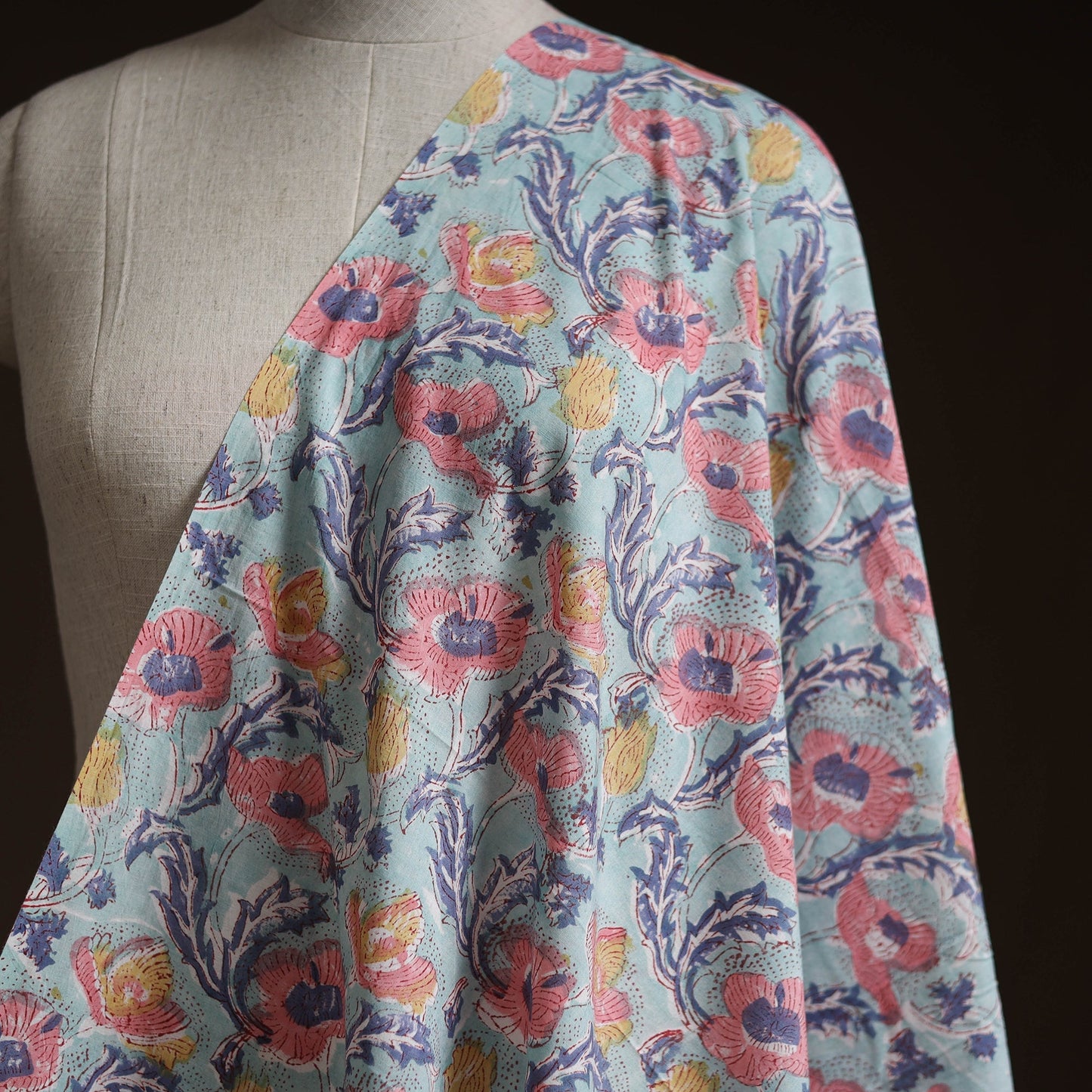 Cotton hand block sanganeri print fabric 23 - handcrafted