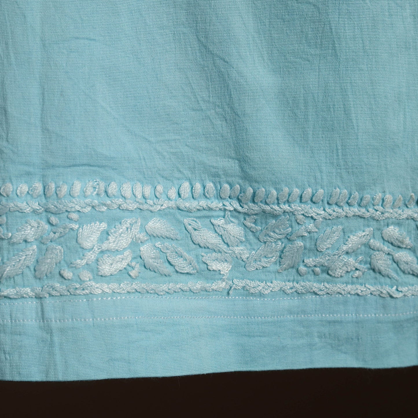 Buy Blue Cotton Hand Embroidery Chikankari Short