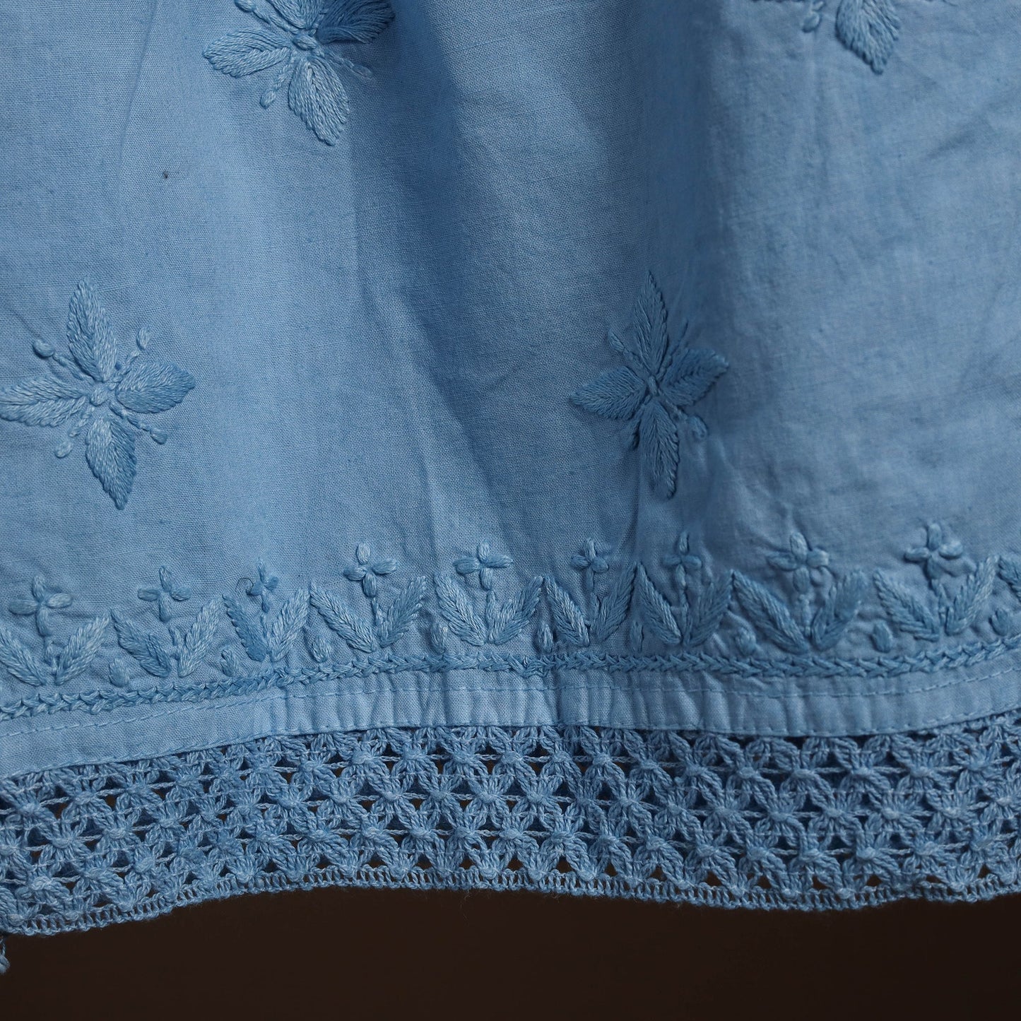 Blue - cotton hand embroidery chikankari short 18