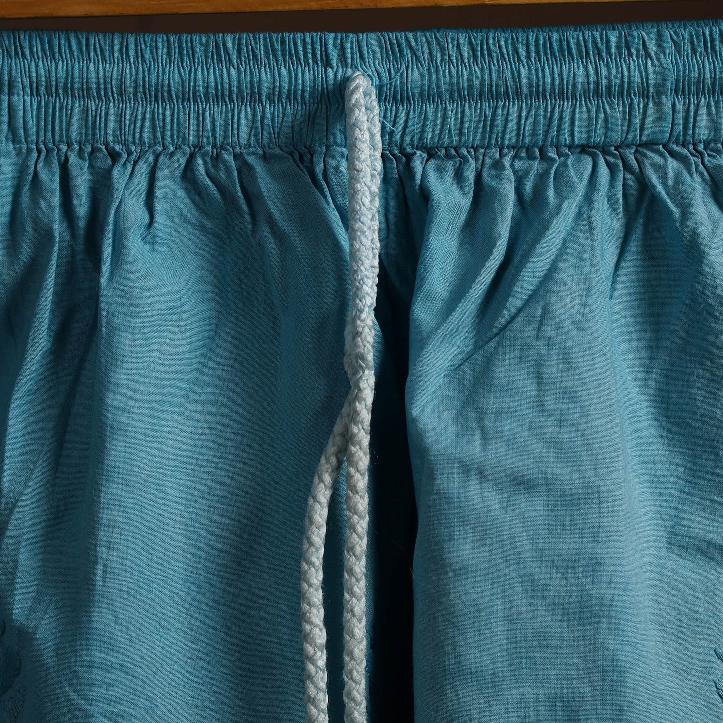 Blue Cotton Hand Embroidery Chikankari Short