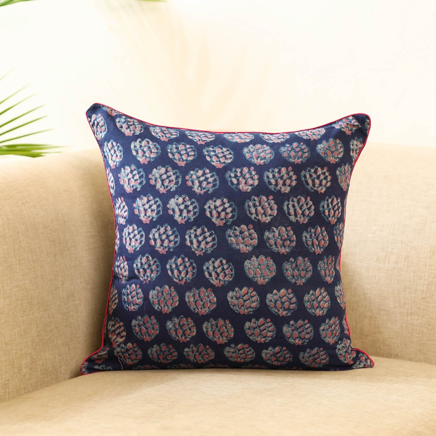 Blue Block Print Cotton Indigo bagru Cushion Cover