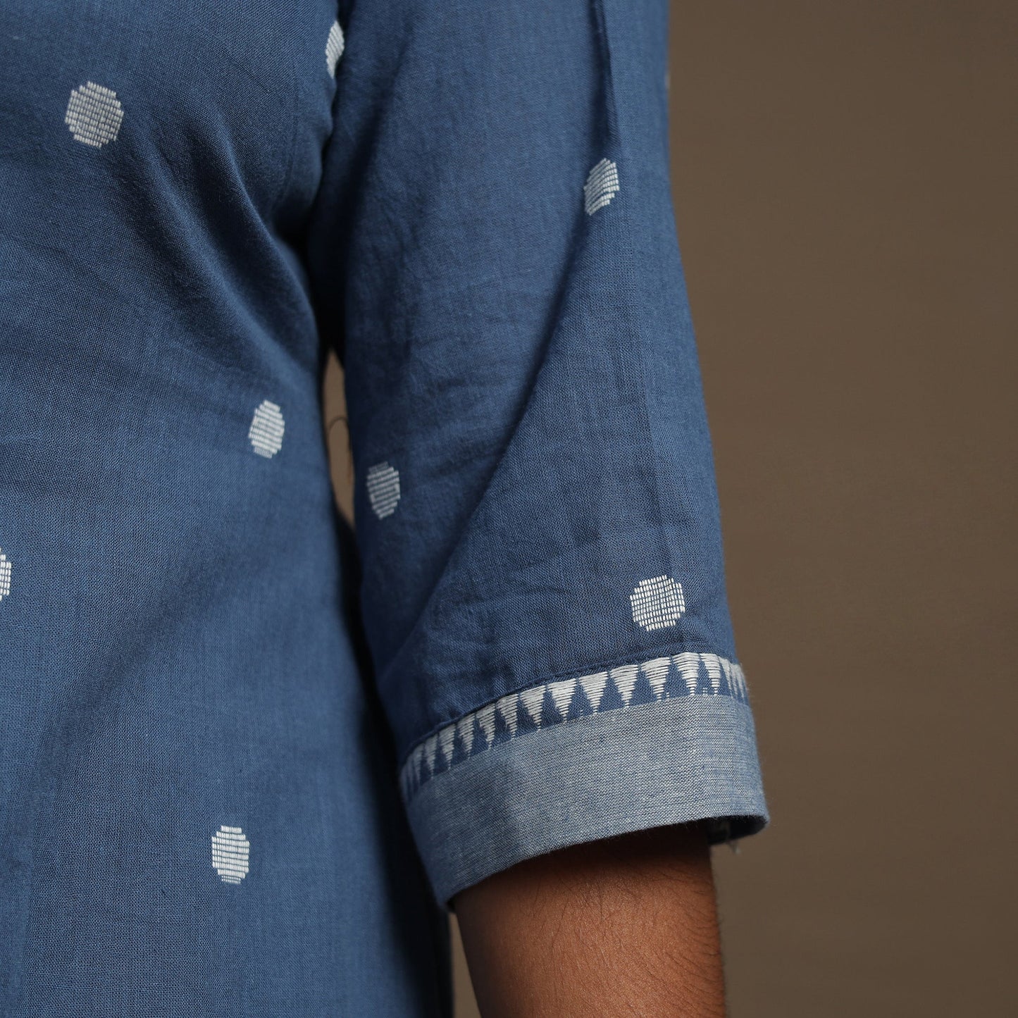 Blue Cotton Jacquard Kurta Set (Set of 2)