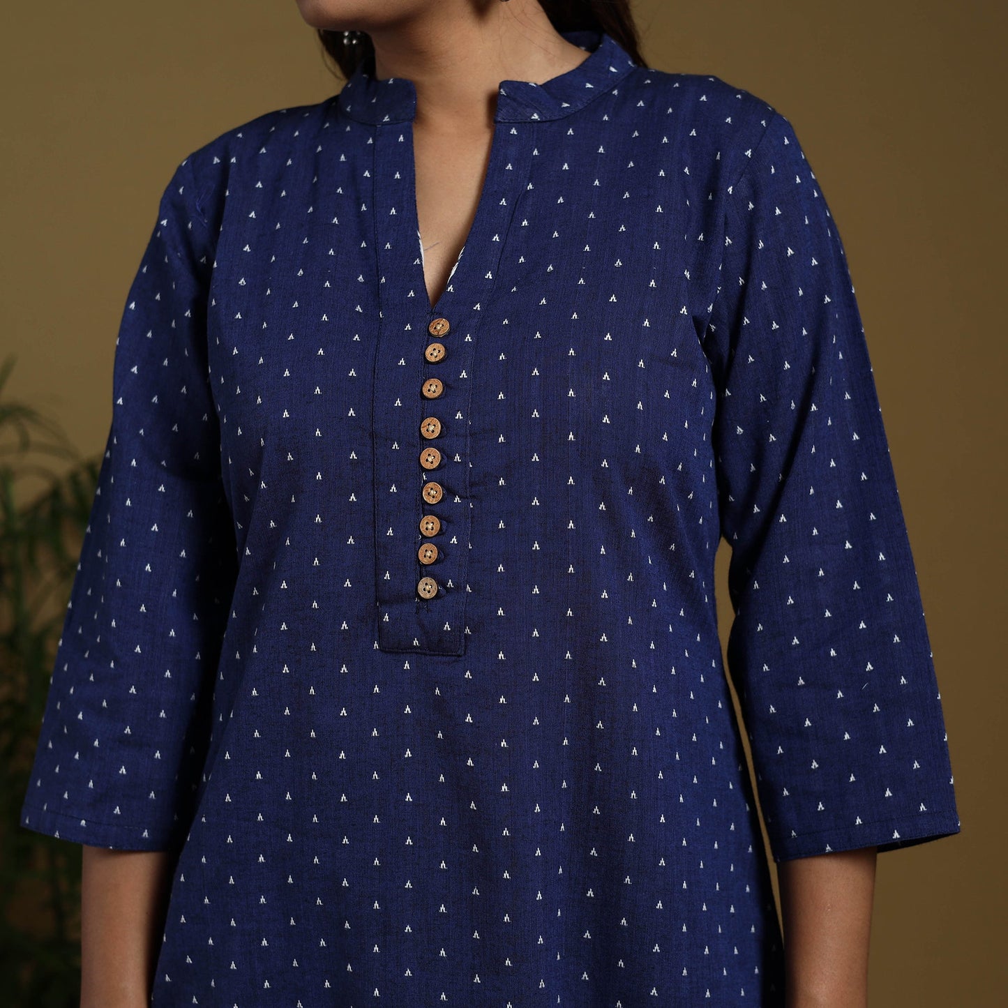 Blue - cotton jacquard kurta set (set of 3) 09 - handcrafted