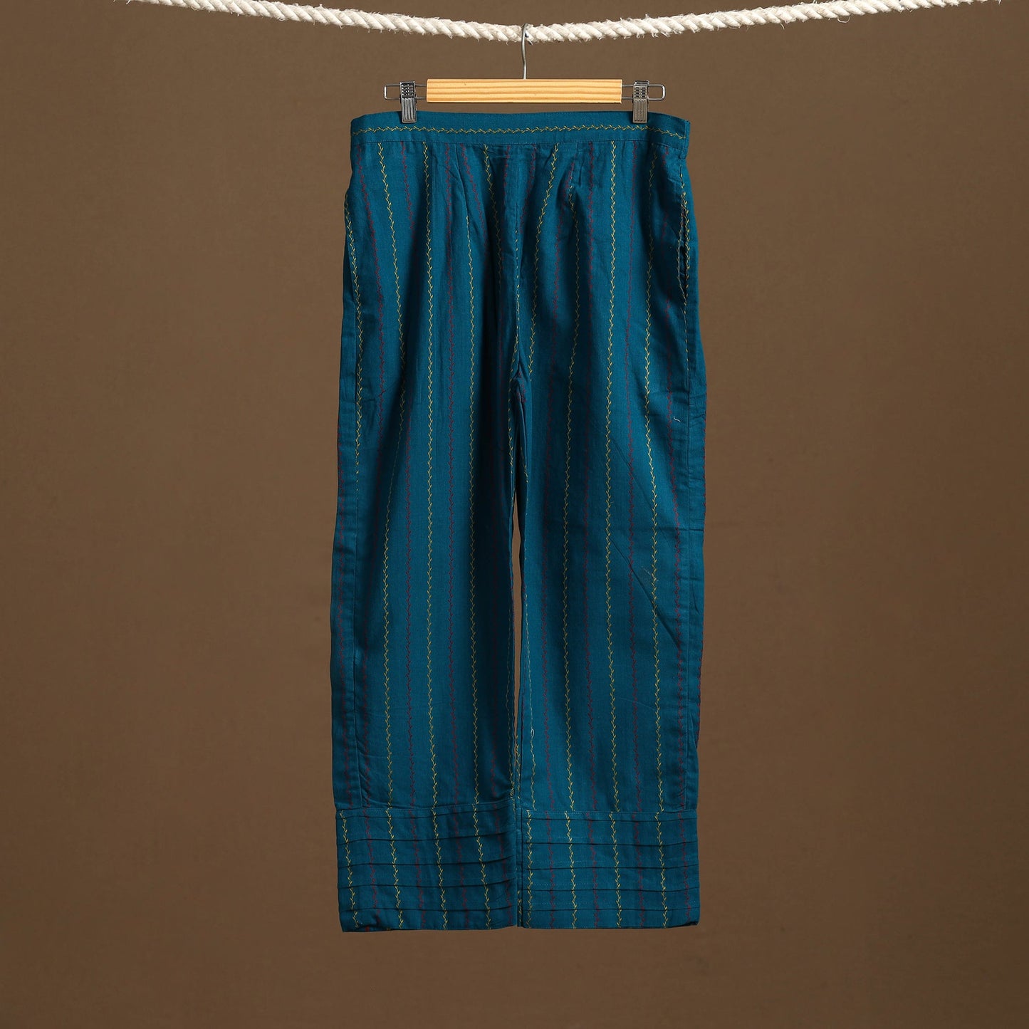Blue - cotton jacquard weave palazzo 06 - handcrafted