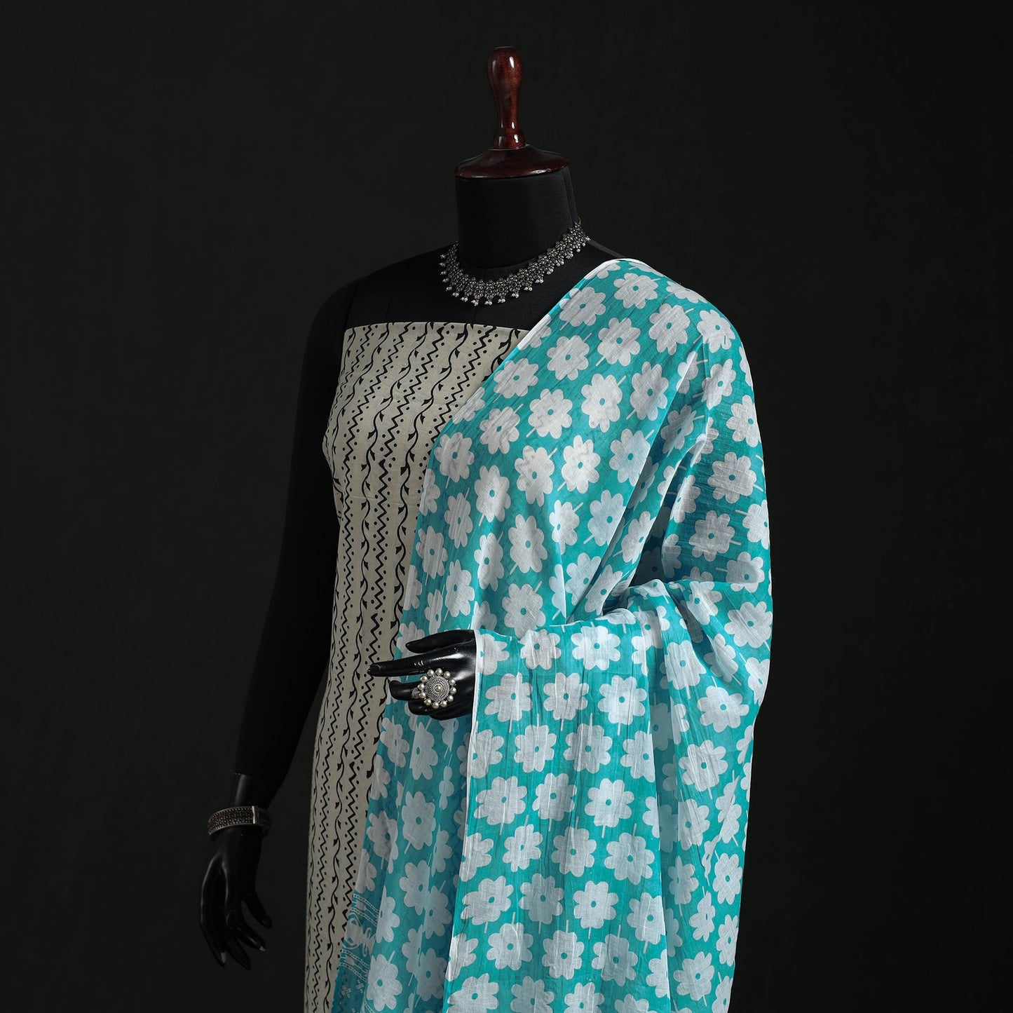 Cotton jaipur printed dupatta 43 - handcrafted