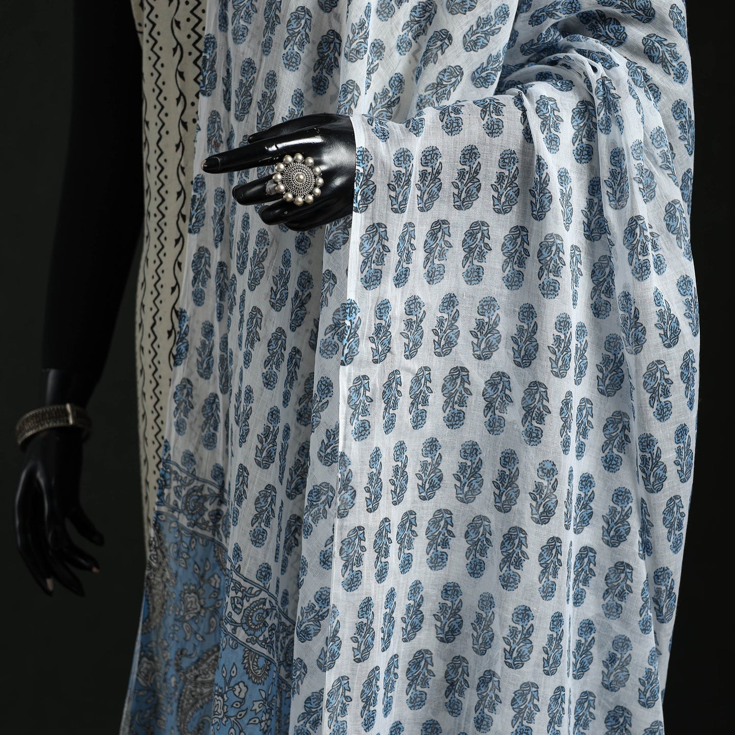 Cotton jaipur printed dupatta 54 - handcrafted