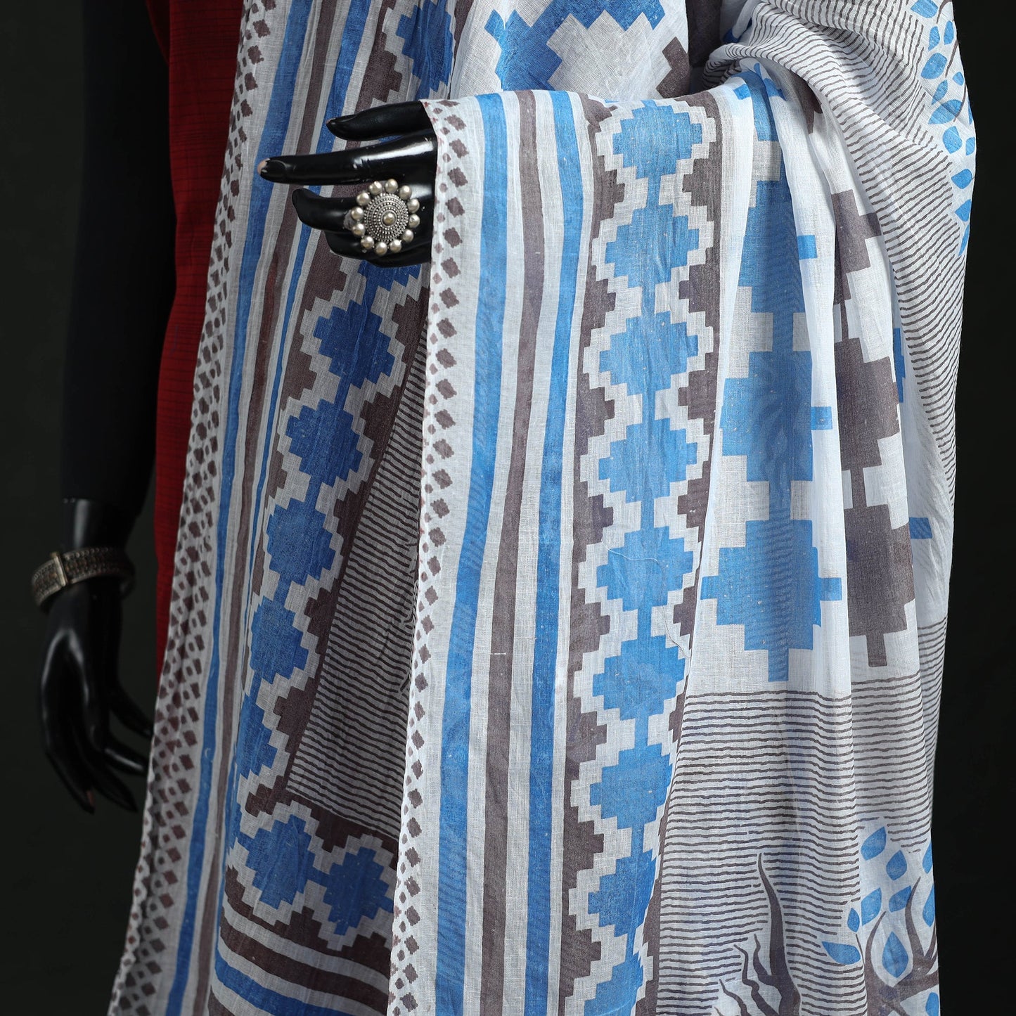 Cotton jaipur printed dupatta 87 - handcrafted