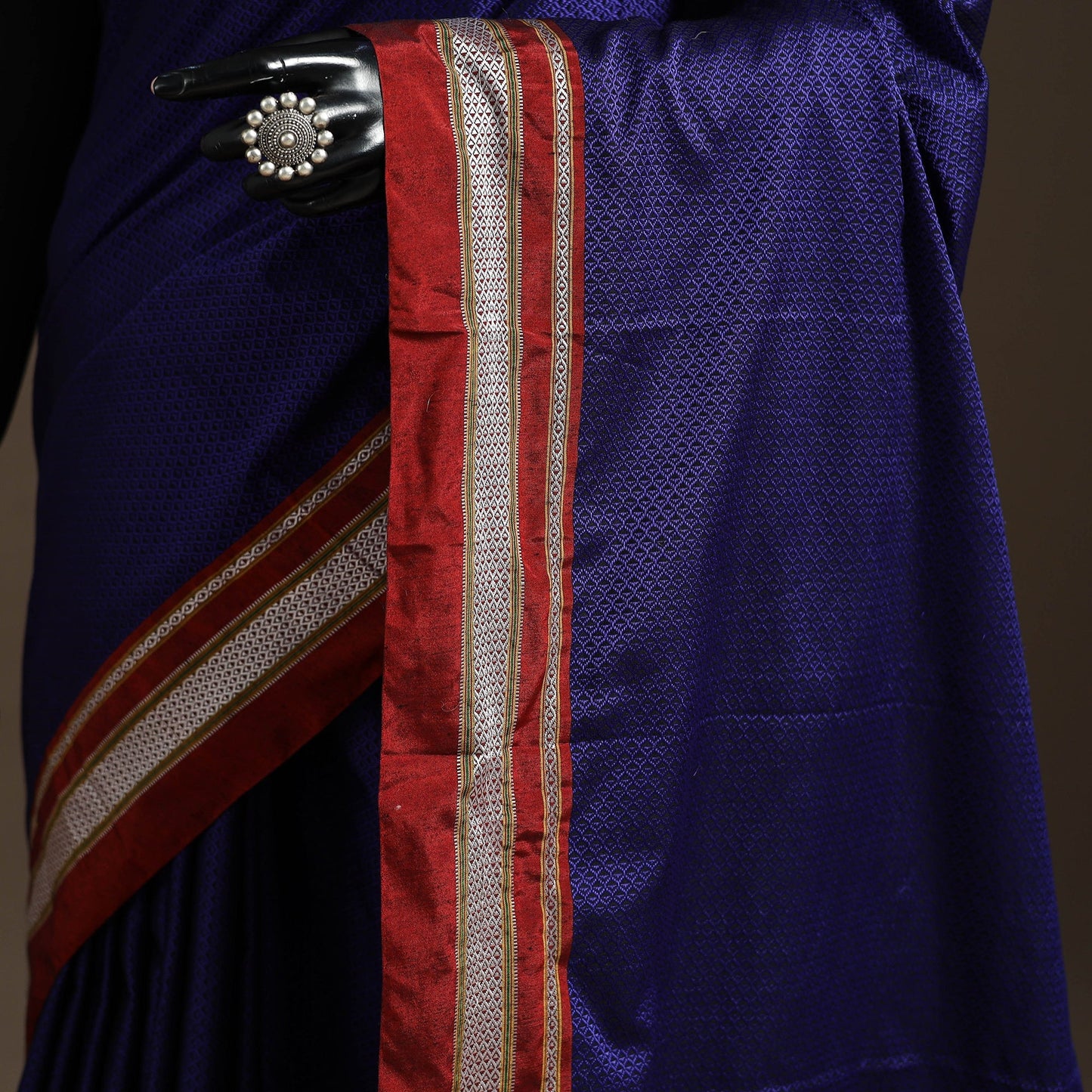 Cotton khun saree with chikki paras border 03 - handcrafted