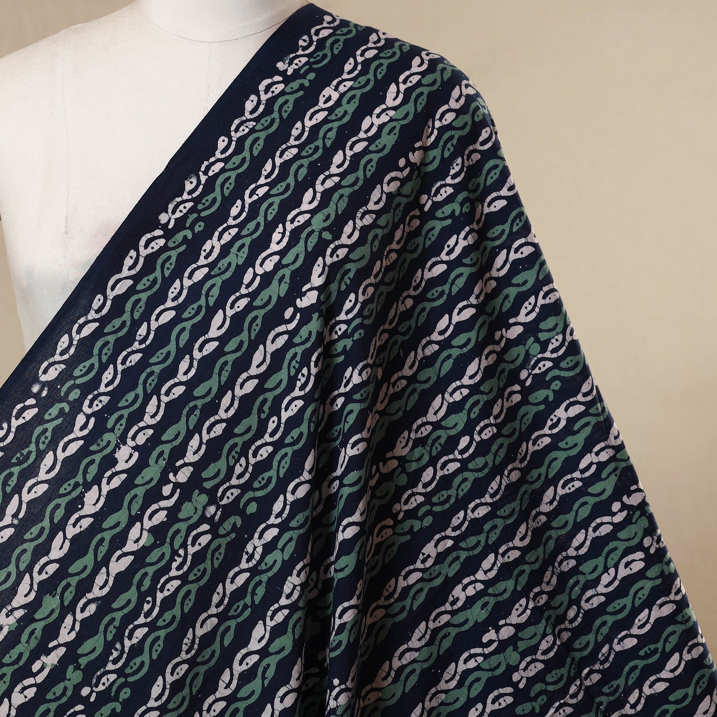Blue - cotton kutch batik fabric 23 - handcrafted