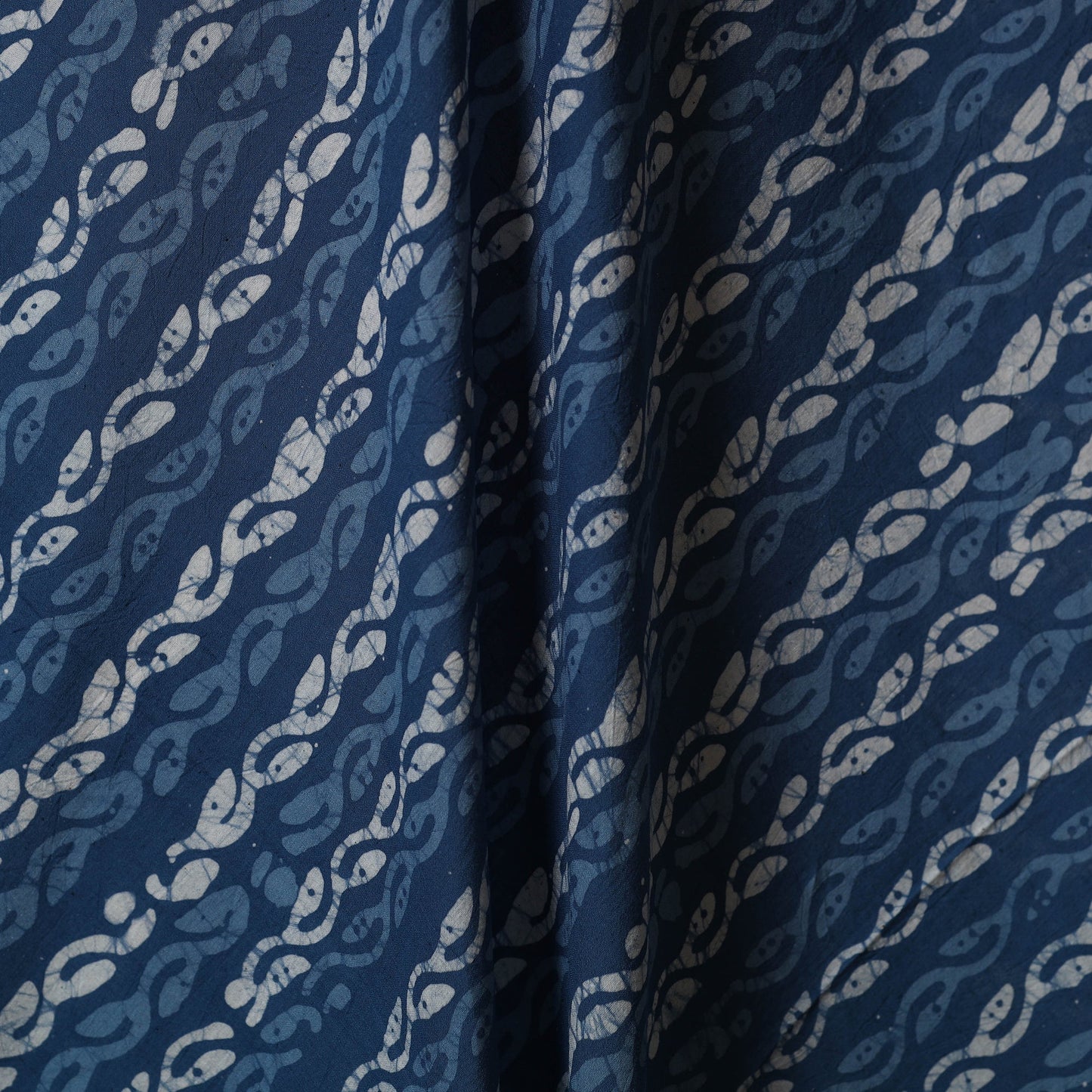 Blue - cotton kutch batik fabric 37 - handcrafted
