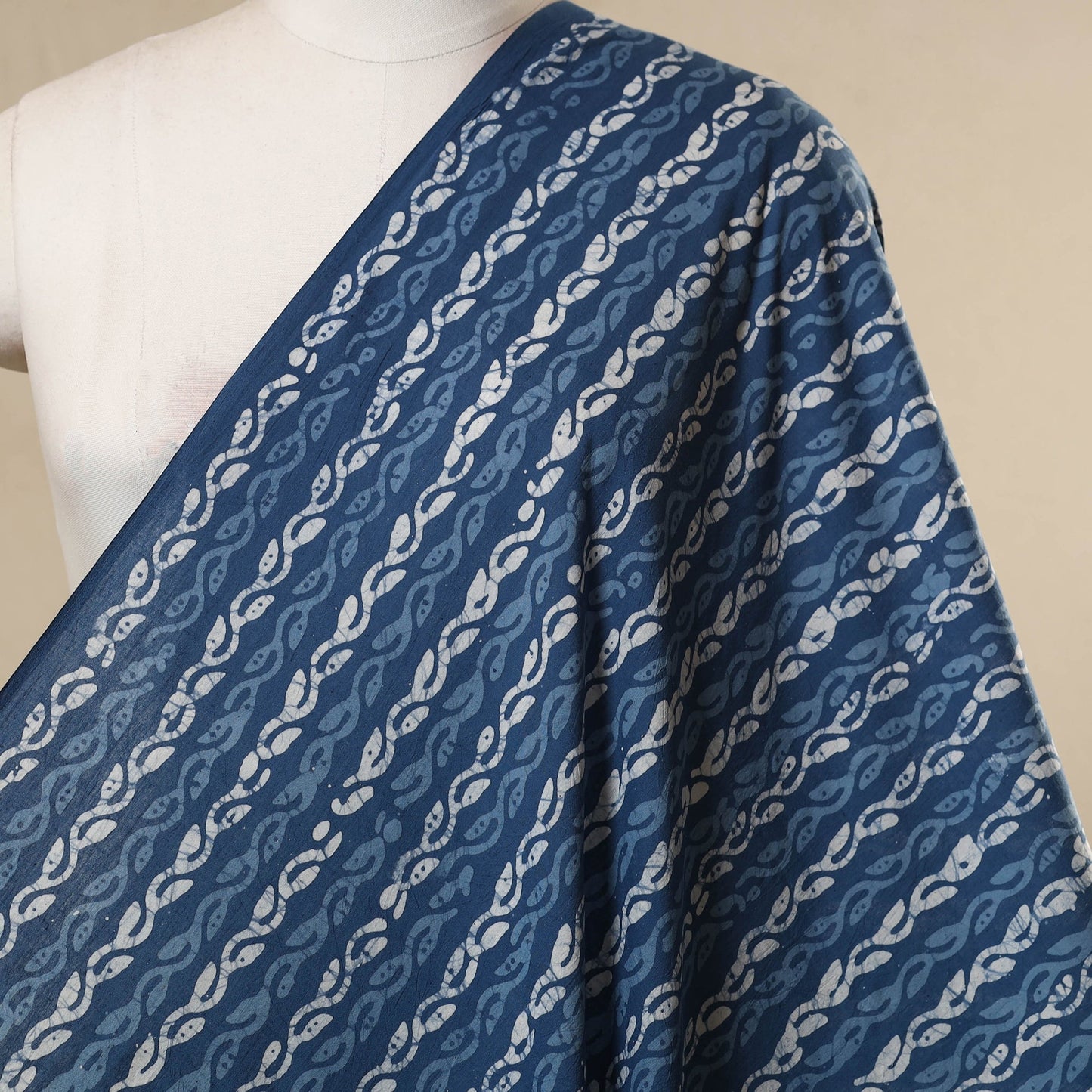 Blue - cotton kutch batik fabric 37 - handcrafted