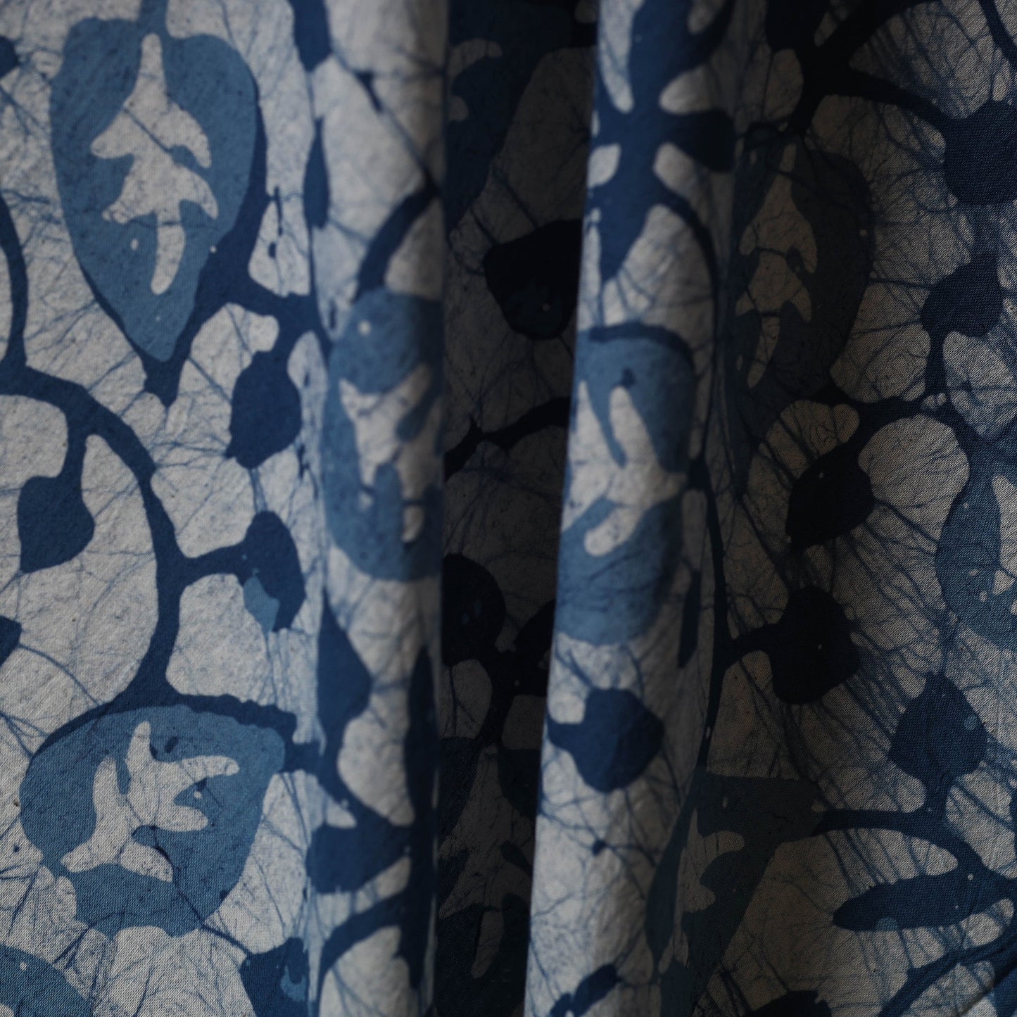 Blue - cotton kutch batik fabric 40 - handcrafted