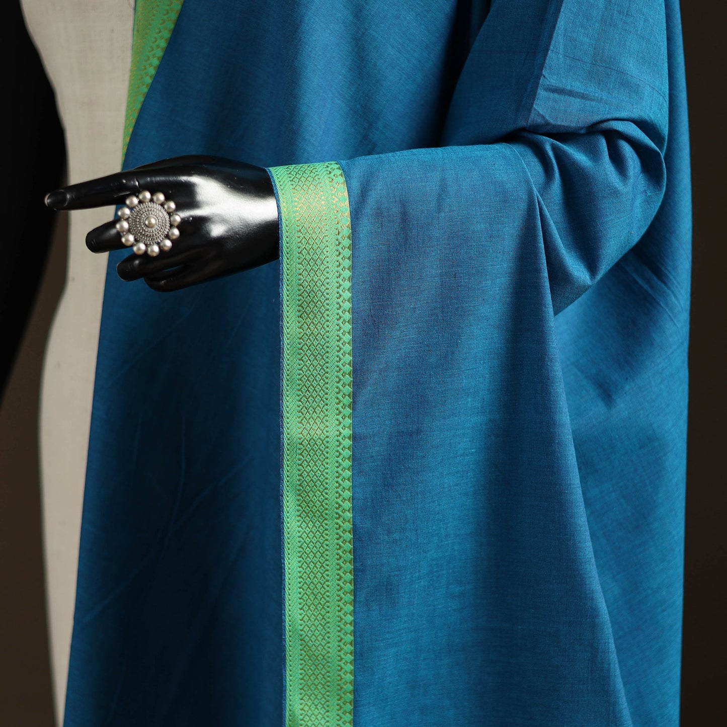 Cotton plain dupatta with thread border 33 - handcrafted