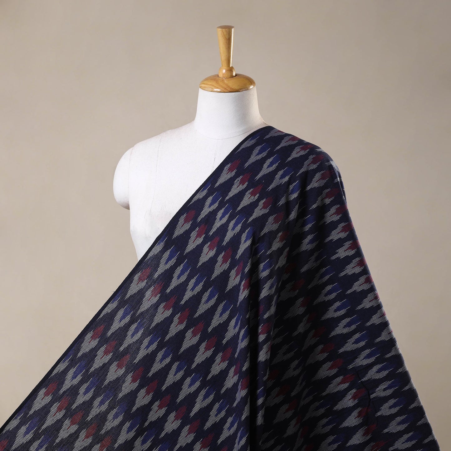 Blue - cotton pochampally ikat fabric 07 - handcrafted