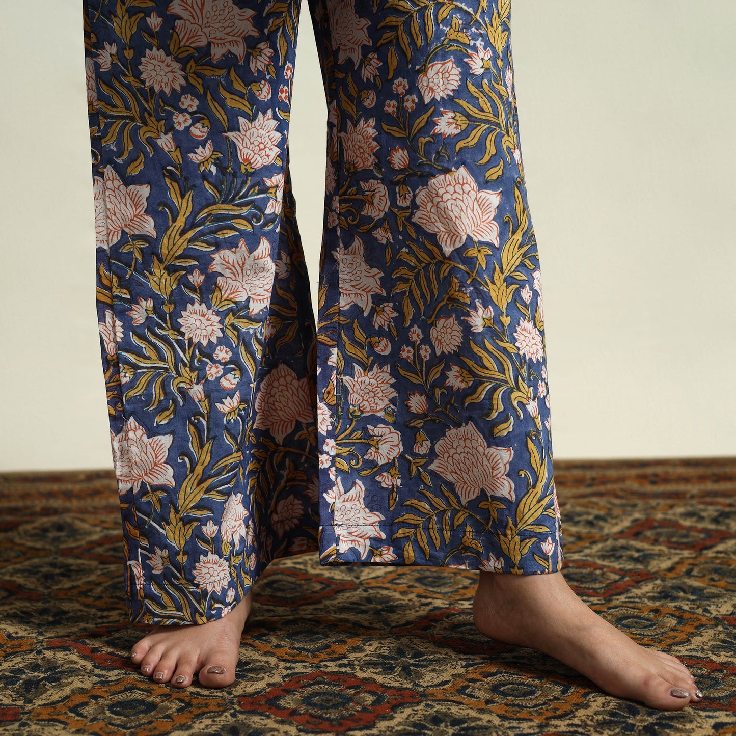 Buy Cotton Blue Sanganeri Block Print Night Suit Set Online