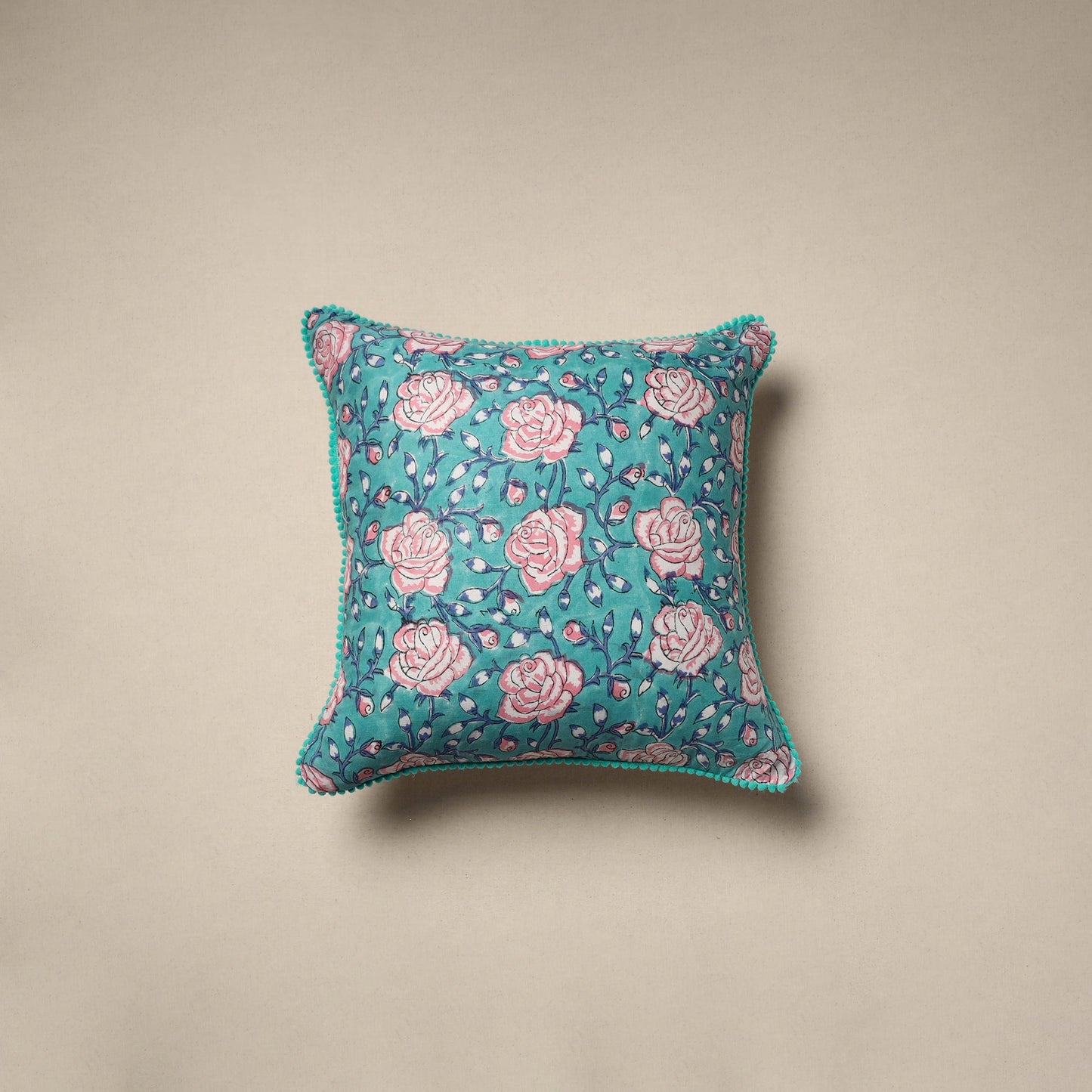 Cotton sanganeri cushion cover 28 - handcrafted