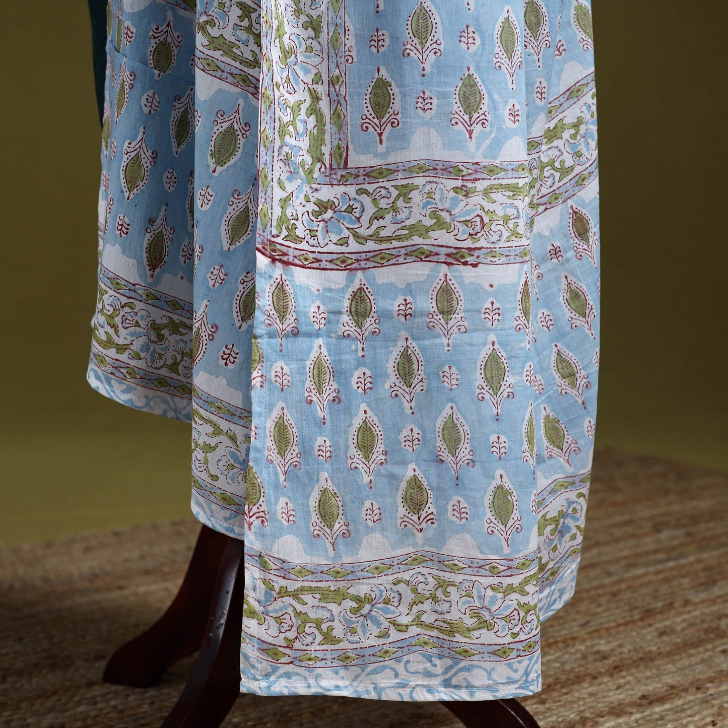 Cotton sanganeri floral dupatta 16 - handcrafted