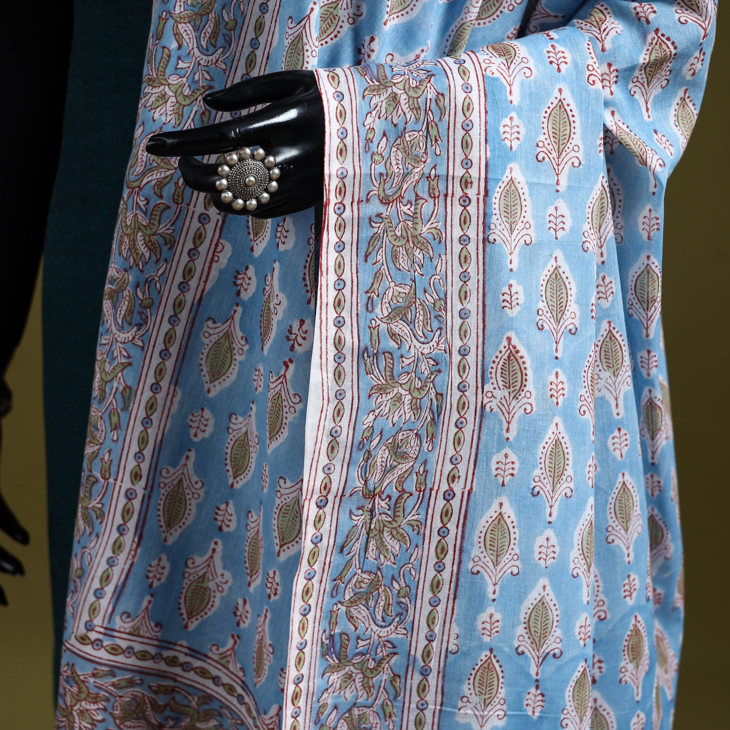 Cotton sanganeri floral dupatta 25 - handcrafted