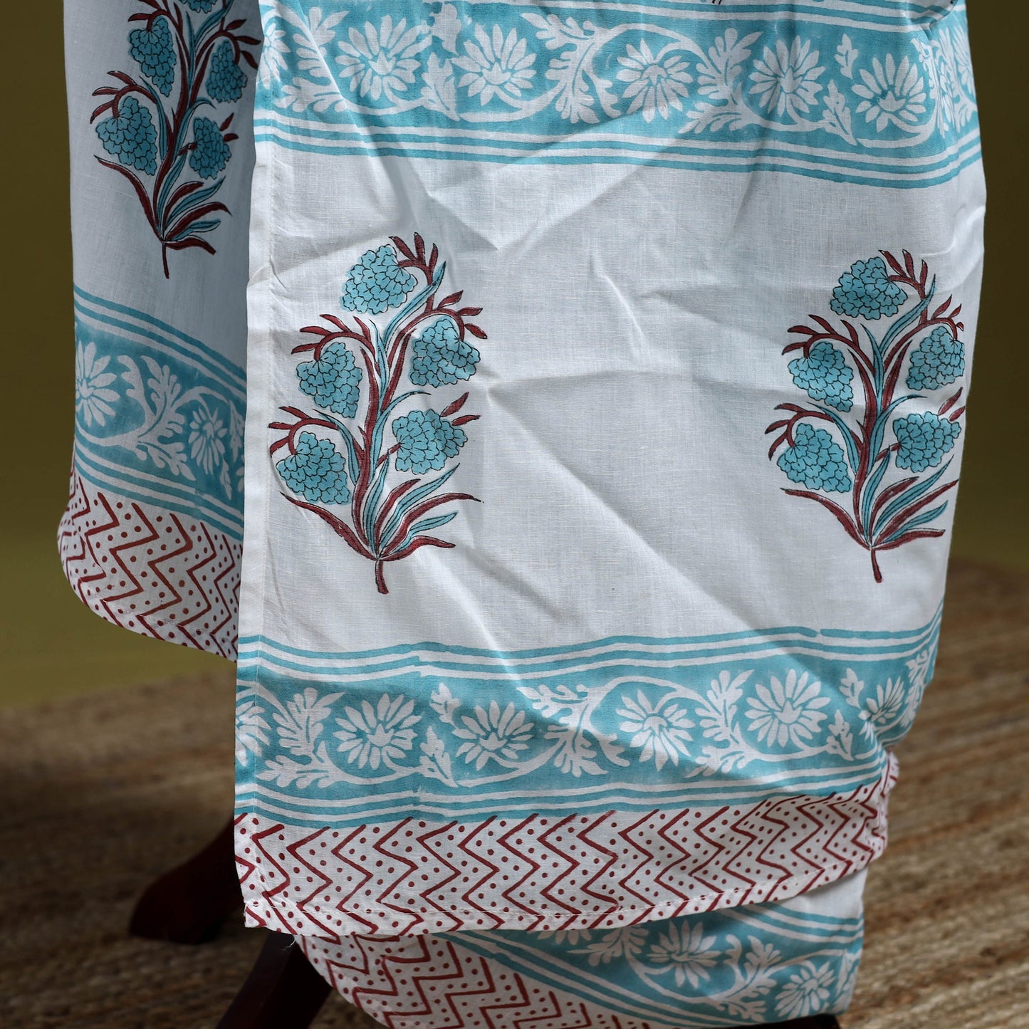 Cotton sanganeri floral dupatta 38 - handcrafted