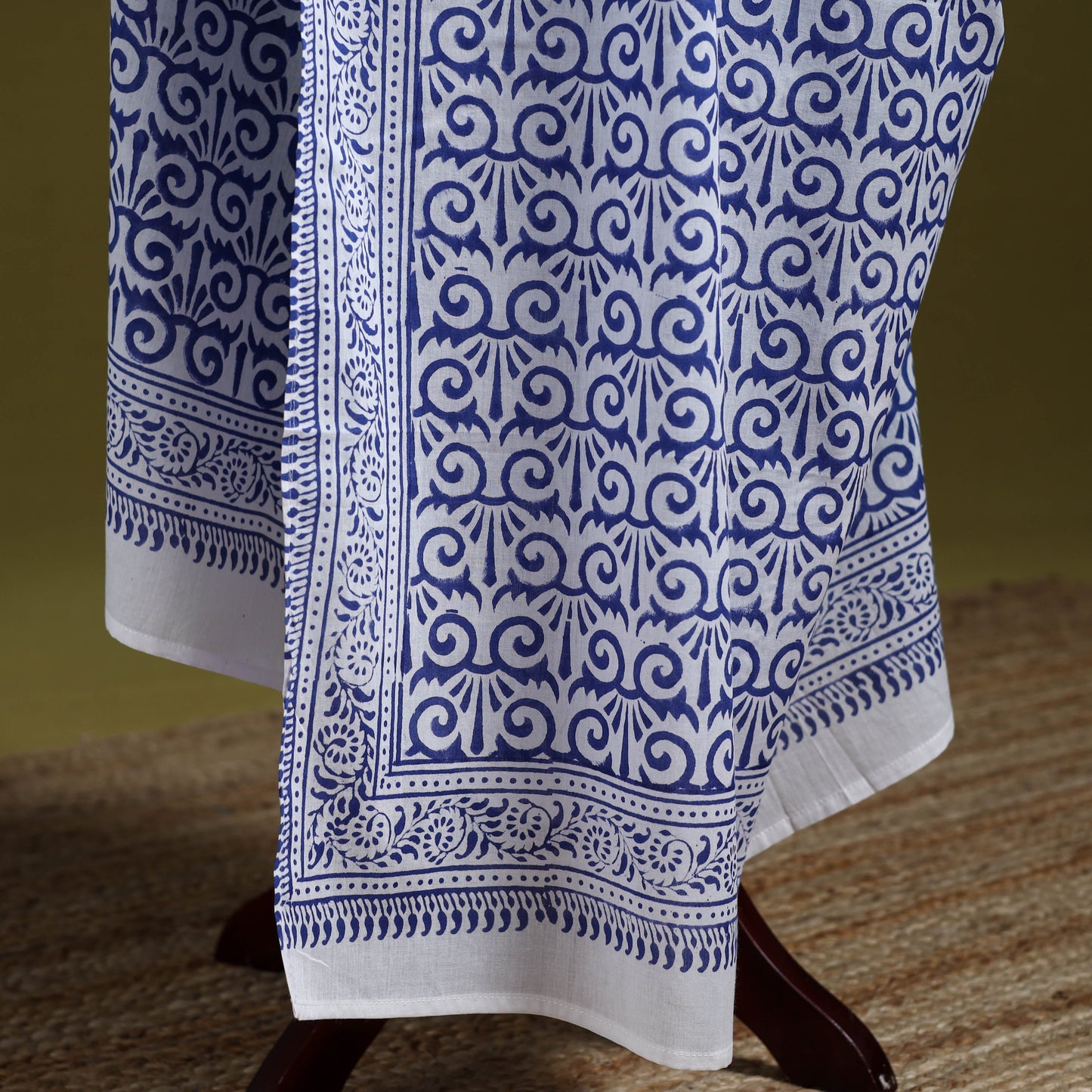 Cotton sanganeri floral dupatta 40 - handcrafted