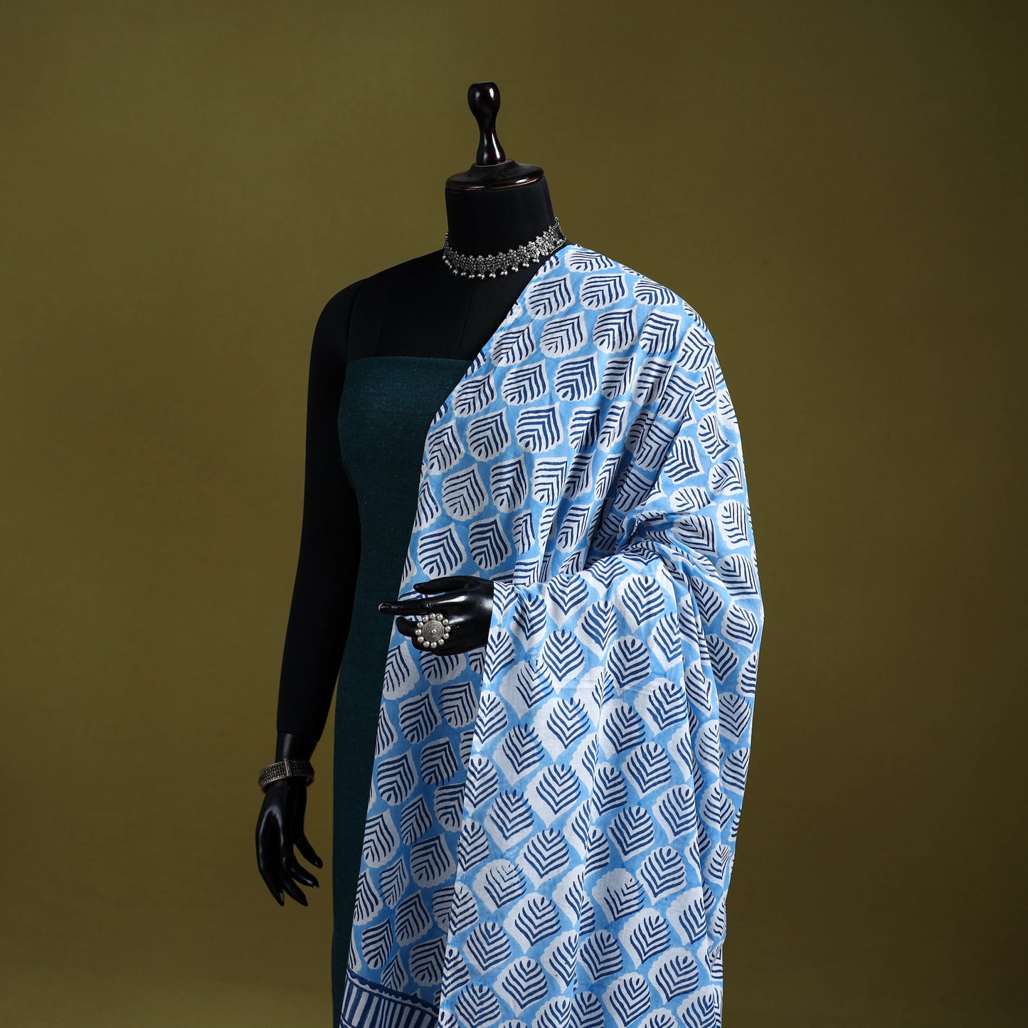 Cotton sanganeri floral dupatta 44 - handcrafted