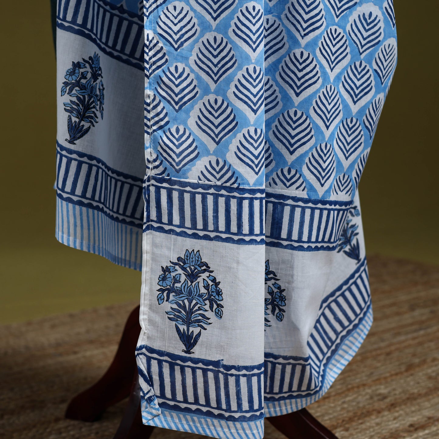 Cotton sanganeri floral dupatta 44 - handcrafted