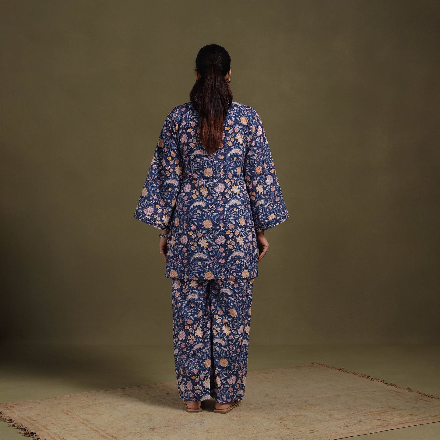 Blue Cotton Sanganeri Block Print Co-Ord Set