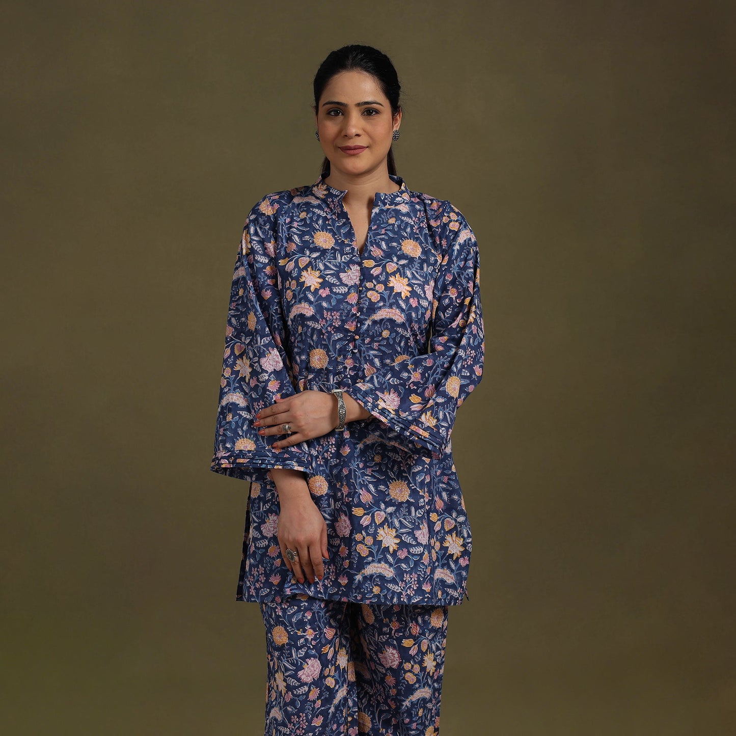 Blue Cotton Sanganeri Block Print Co-Ord Set