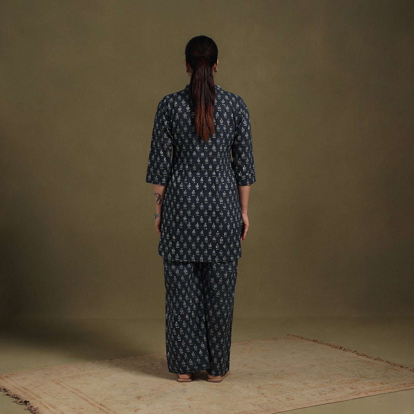 Blue Cotton Sanganeri Block Print Co-Ord Set