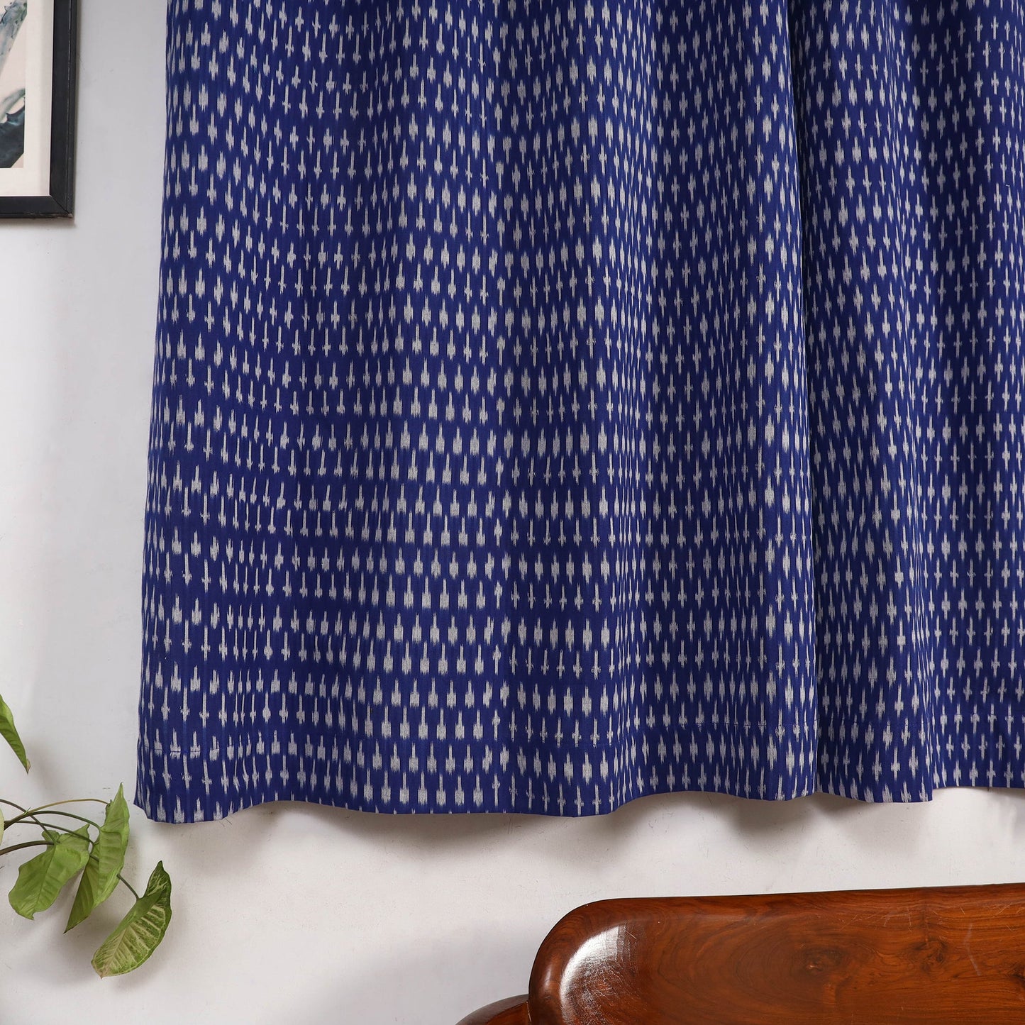Blue - cotton window pochampally ikat curtain (5 x 3 feet)