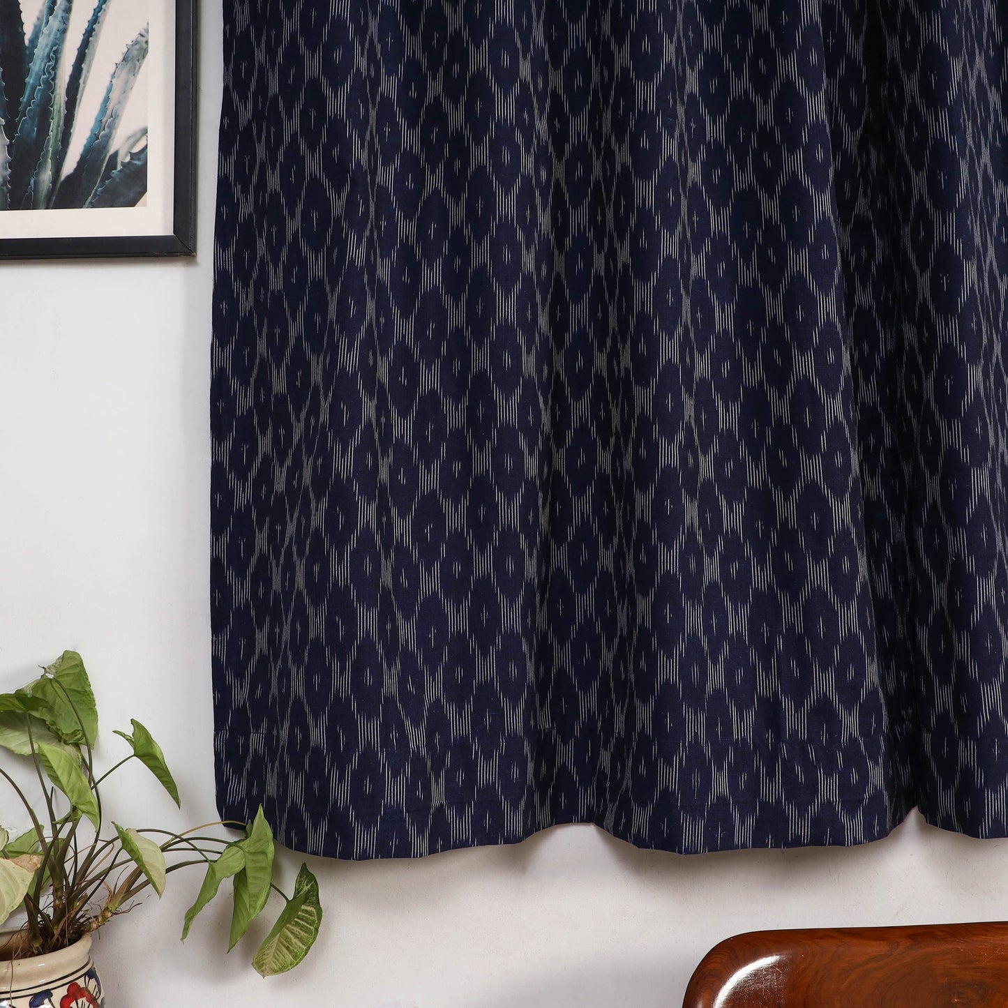 Blue - cotton window pochampally ikat curtain (5 x 3 feet)