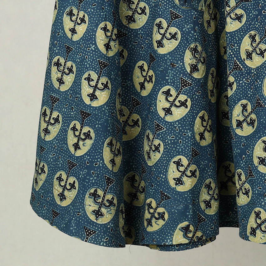 Buy Block Print Cotton Wrap Around Ajrakh Skirt Online