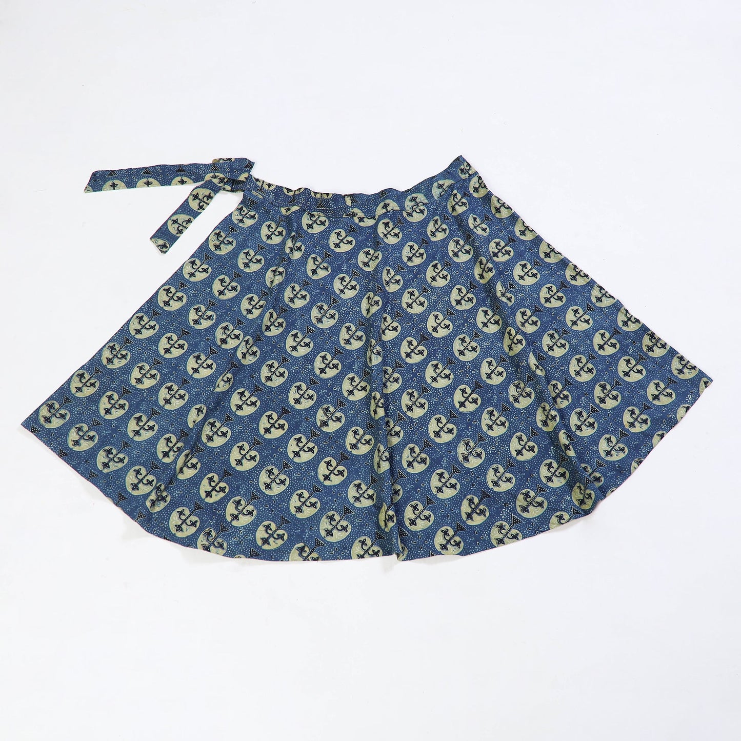 Buy Block Print Cotton Wrap Around Ajrakh Skirt Online