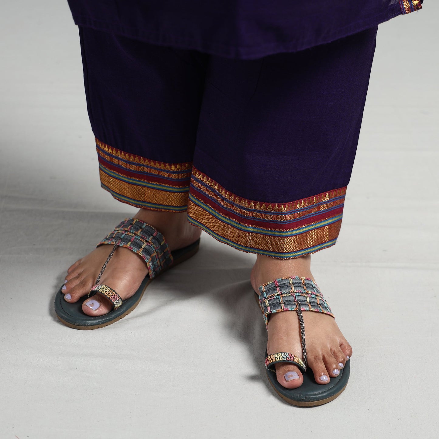Blue - dark purple - dharwad cotton kurta with palazzo &