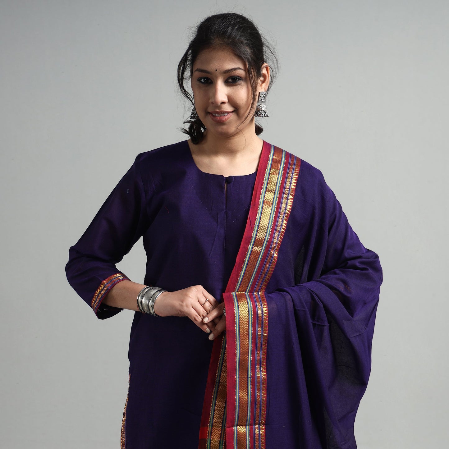 Blue - dark purple - dharwad cotton kurta with palazzo &
