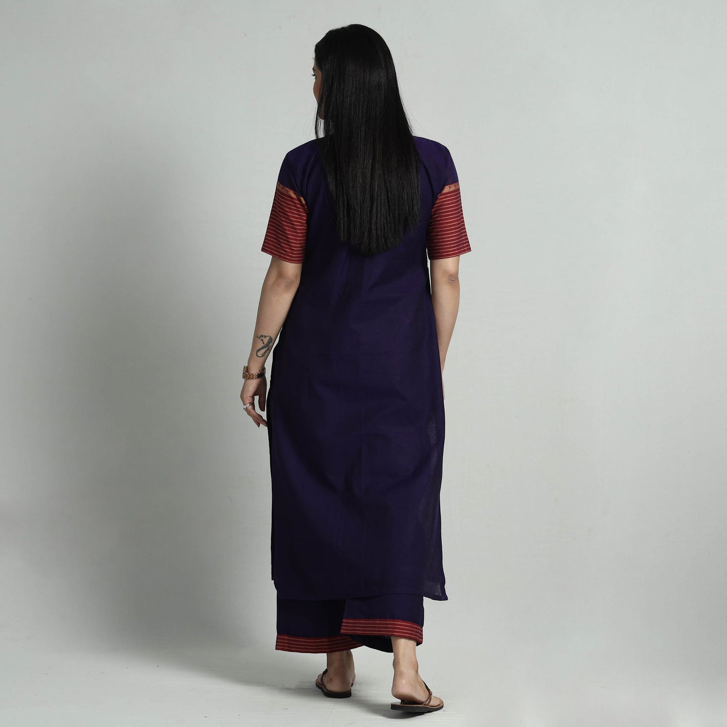 Blue - dark purple dharwad cotton kurta with palazzo &