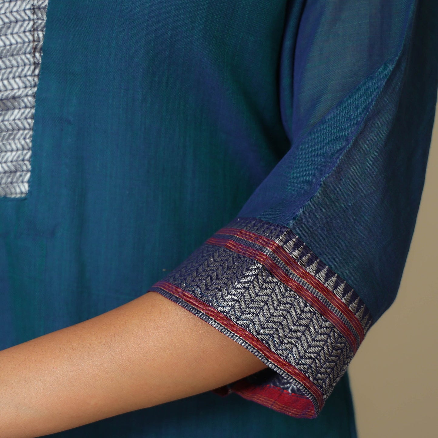 Blue - dharwad cotton kurta with palazzo & dupatta set 02