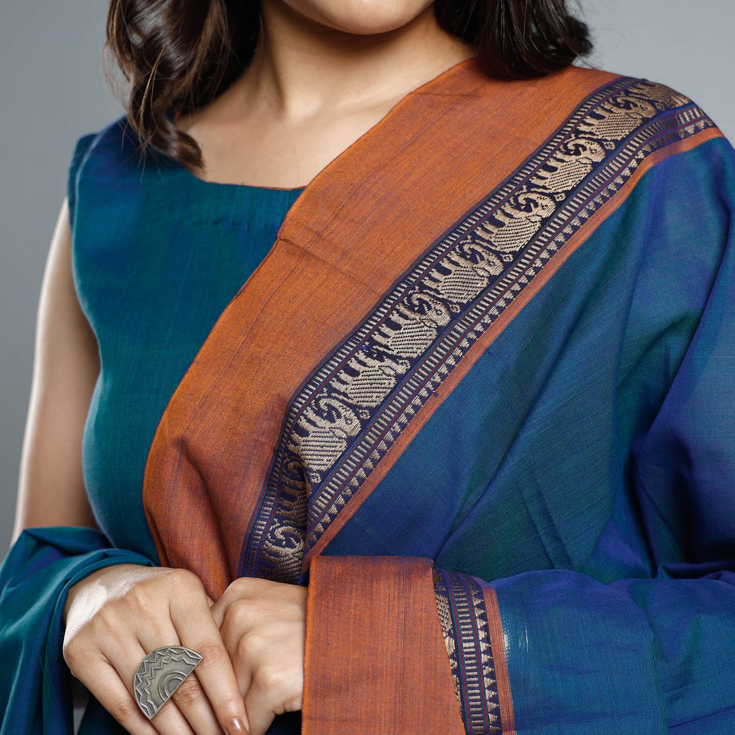 Blue dharwad cotton kurta with palazzo & dupatta set