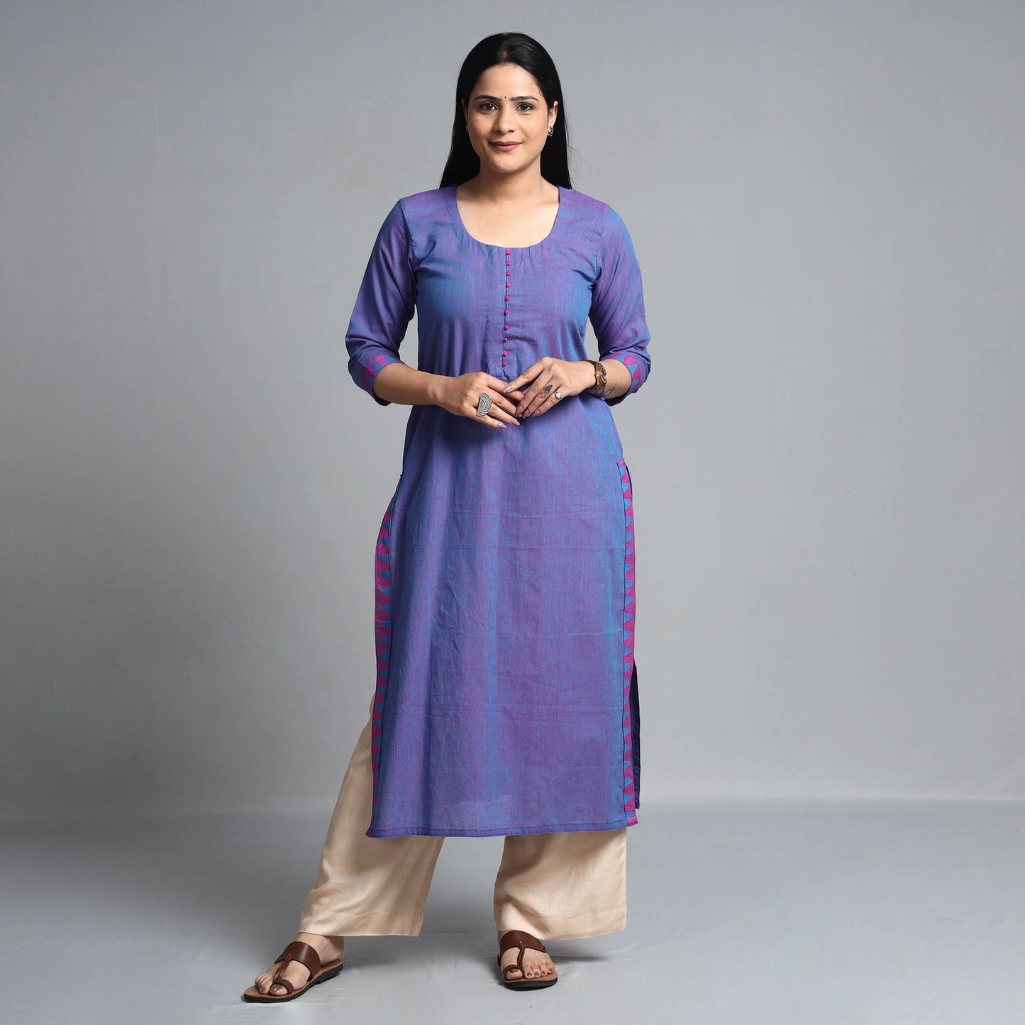 Blue Dharwad Cotton Long Kurta for Women