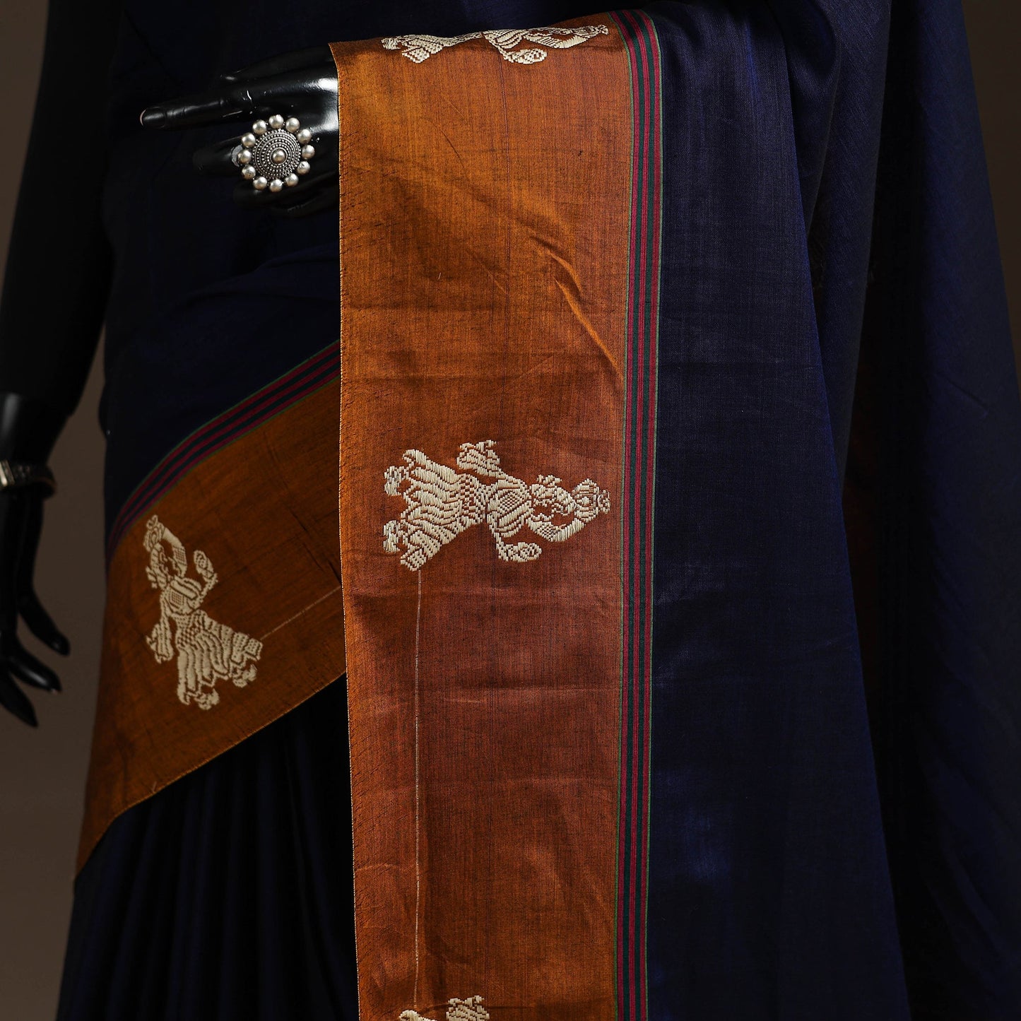 Dharwad cotton saree with border 41 - handcrafted