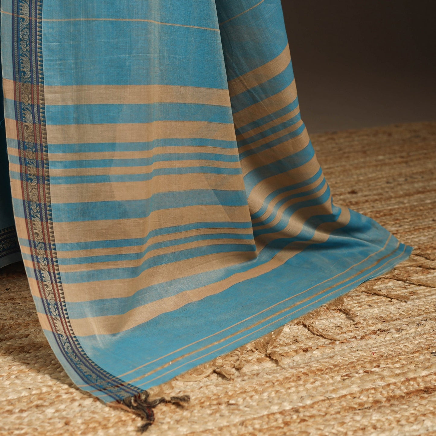 Dharwad cotton saree with border 44 - handcrafted