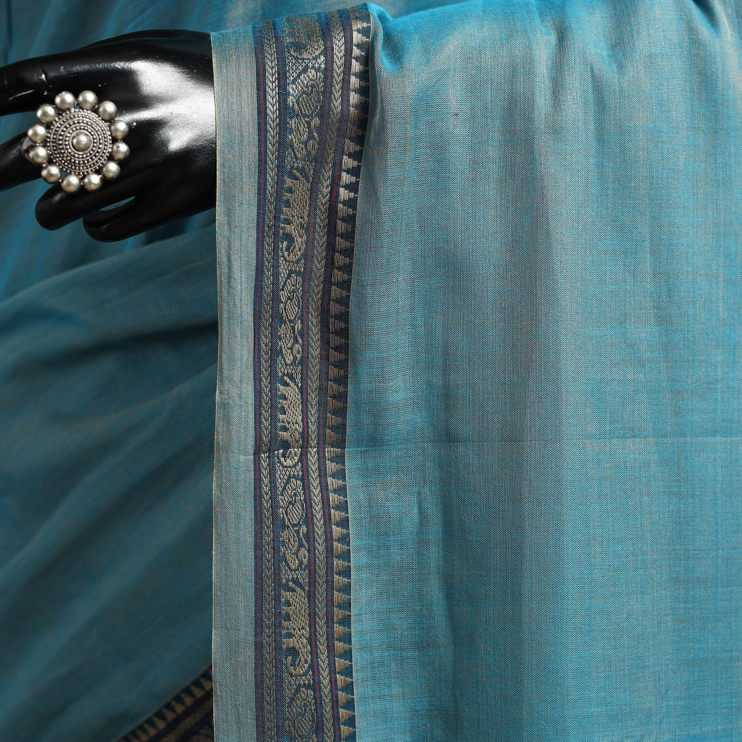 Dharwad cotton saree with border 44 - handcrafted