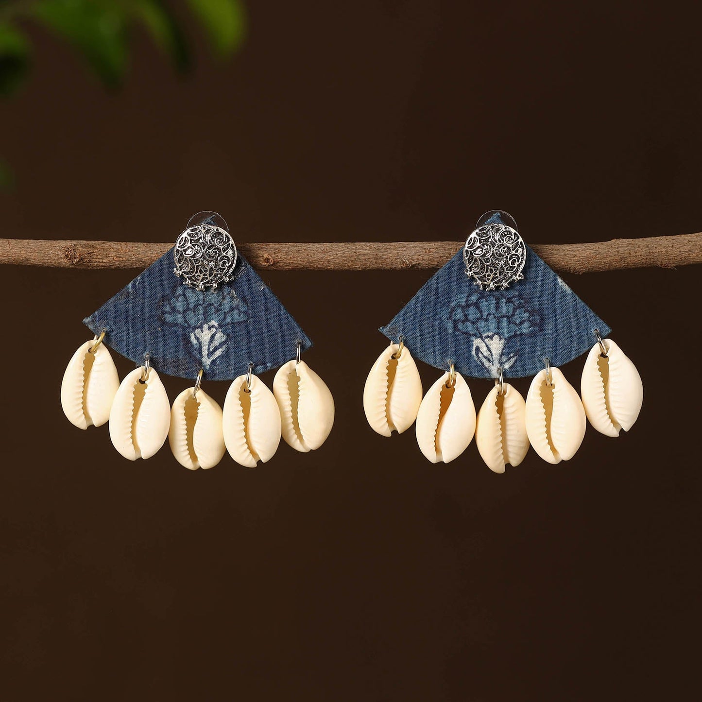 Diya Fabart Shell Work Earrings Online