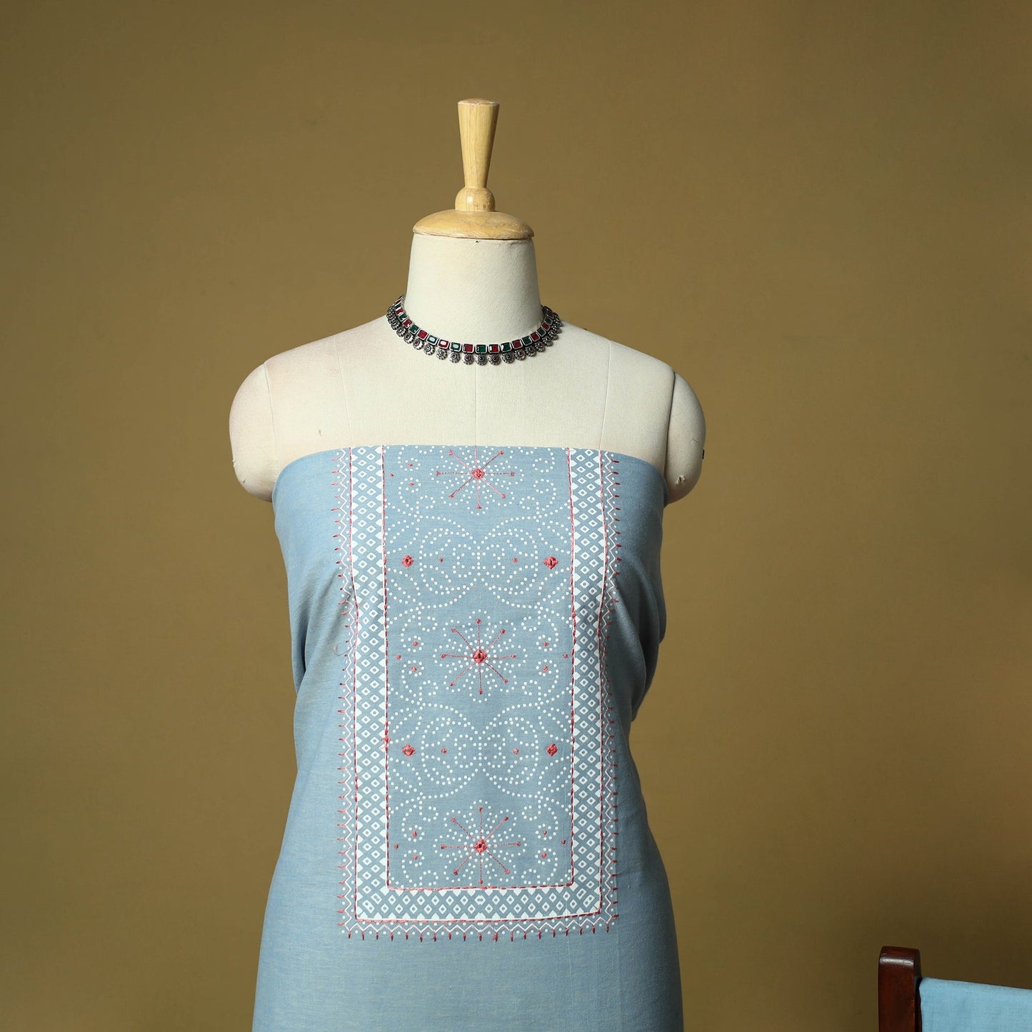 Embroidered cotton printed 3pc unstitched dress material 84