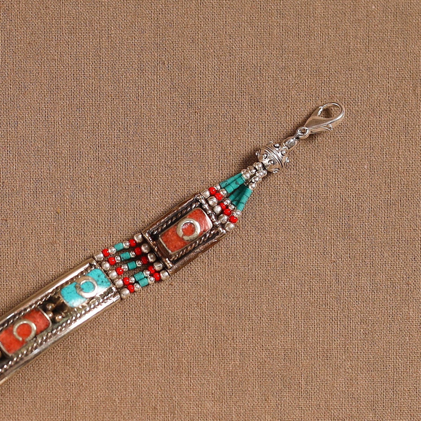 Blue - ethnic tribal tibetan metal bracelet from himalaya