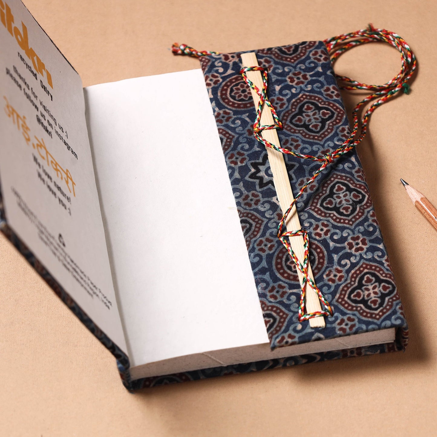 Fabric Cover Handmade Paper Notebook with Thread Lock