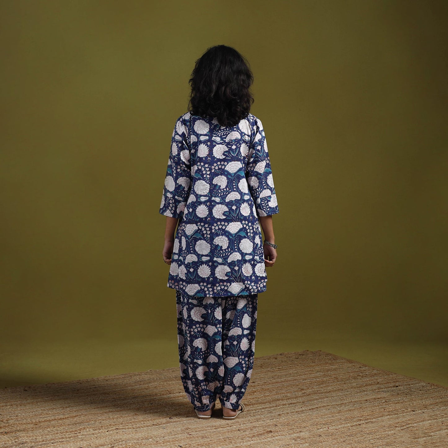 Floral cotton sanganeri co-ord set 07 - handcrafted
