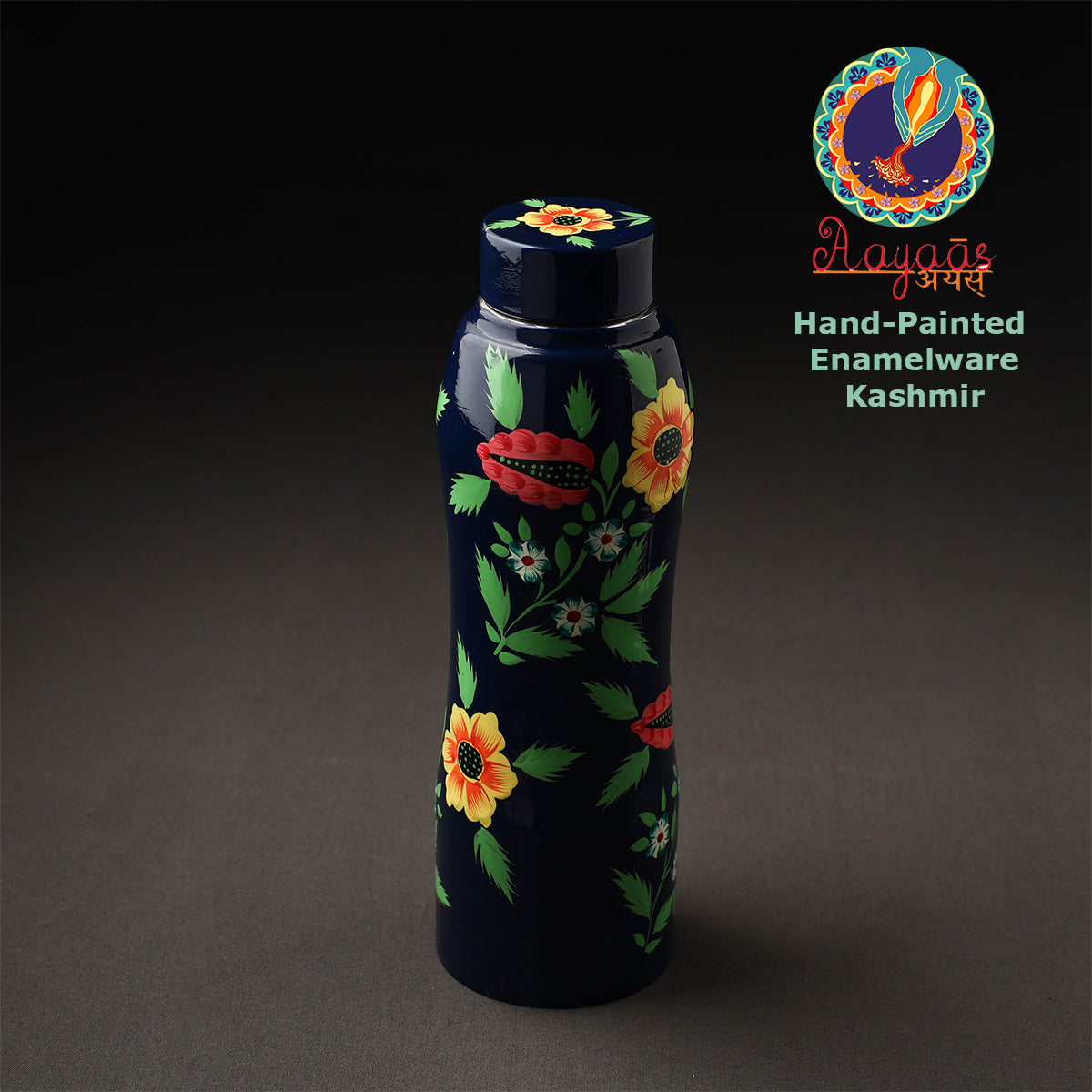 Floral Handpainted Enamelware Stainless Steel Water Bottle