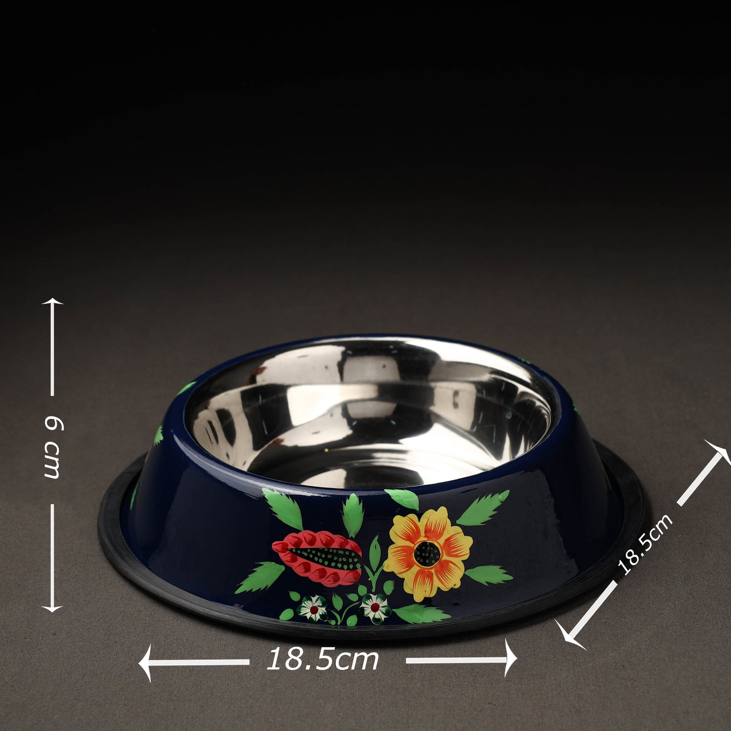 Blue Handpainted Stainless Steel Pet Bowl